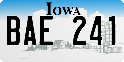 IA license plate BAE241
