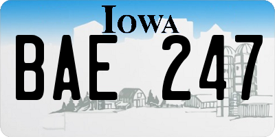 IA license plate BAE247