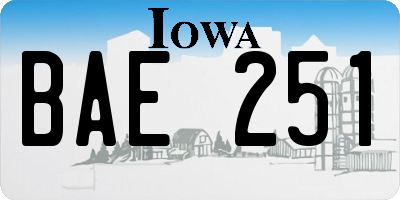IA license plate BAE251