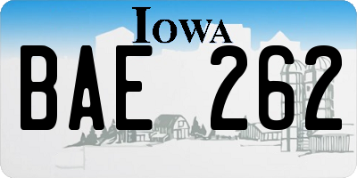 IA license plate BAE262