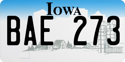 IA license plate BAE273