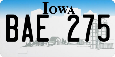 IA license plate BAE275