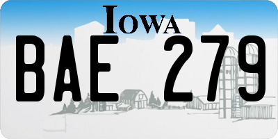 IA license plate BAE279