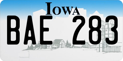 IA license plate BAE283
