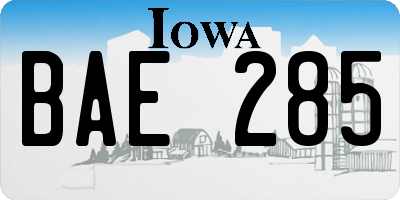 IA license plate BAE285
