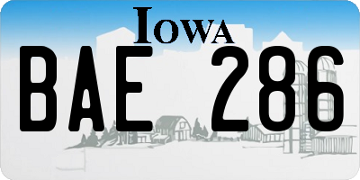 IA license plate BAE286