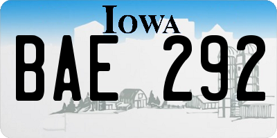 IA license plate BAE292