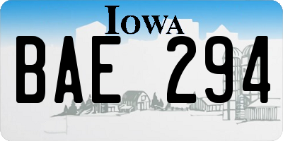 IA license plate BAE294