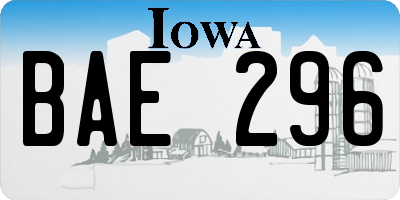 IA license plate BAE296