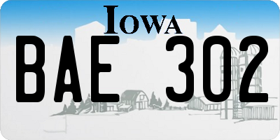 IA license plate BAE302