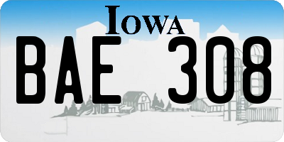 IA license plate BAE308