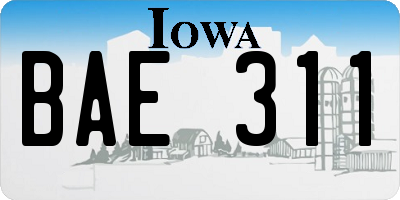 IA license plate BAE311