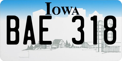 IA license plate BAE318