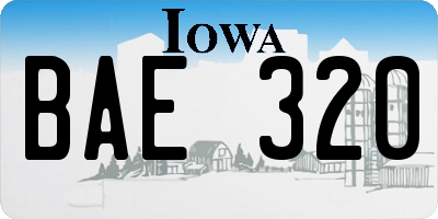 IA license plate BAE320