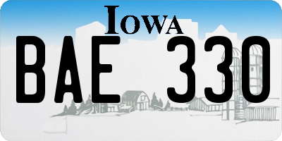 IA license plate BAE330