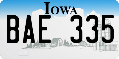 IA license plate BAE335