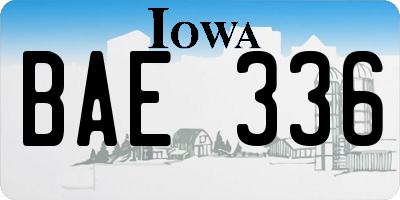 IA license plate BAE336