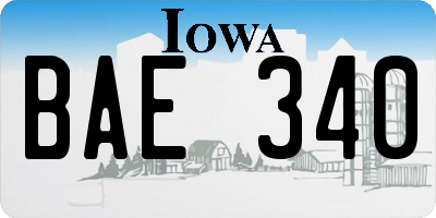 IA license plate BAE340