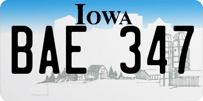 IA license plate BAE347