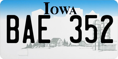 IA license plate BAE352