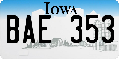 IA license plate BAE353