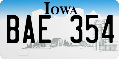 IA license plate BAE354