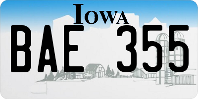 IA license plate BAE355