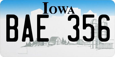 IA license plate BAE356