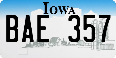 IA license plate BAE357