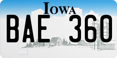 IA license plate BAE360