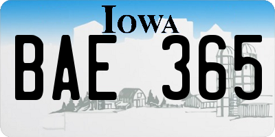 IA license plate BAE365