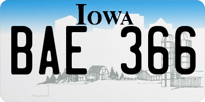 IA license plate BAE366
