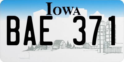 IA license plate BAE371