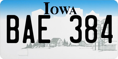 IA license plate BAE384