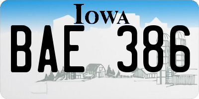 IA license plate BAE386