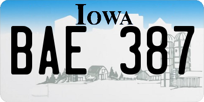IA license plate BAE387