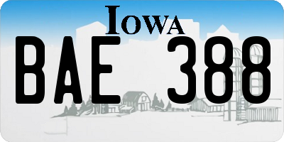 IA license plate BAE388