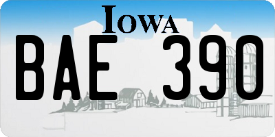 IA license plate BAE390