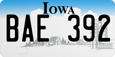 IA license plate BAE392