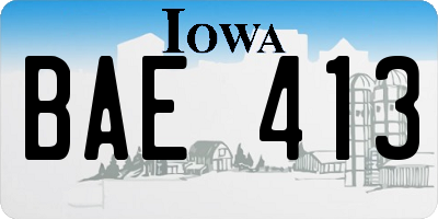 IA license plate BAE413