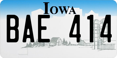 IA license plate BAE414