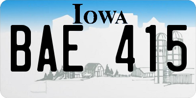 IA license plate BAE415