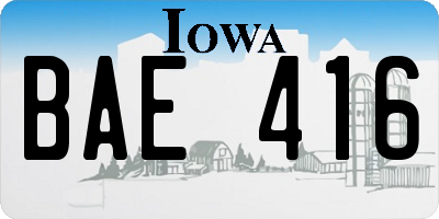 IA license plate BAE416