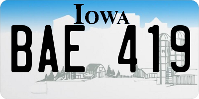 IA license plate BAE419
