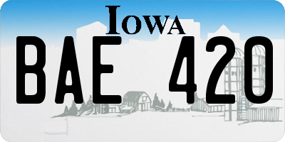 IA license plate BAE420