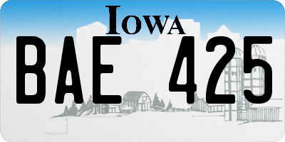 IA license plate BAE425