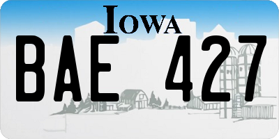 IA license plate BAE427
