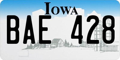 IA license plate BAE428