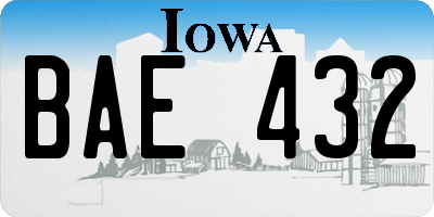 IA license plate BAE432