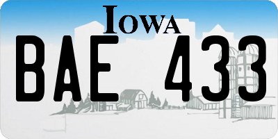 IA license plate BAE433